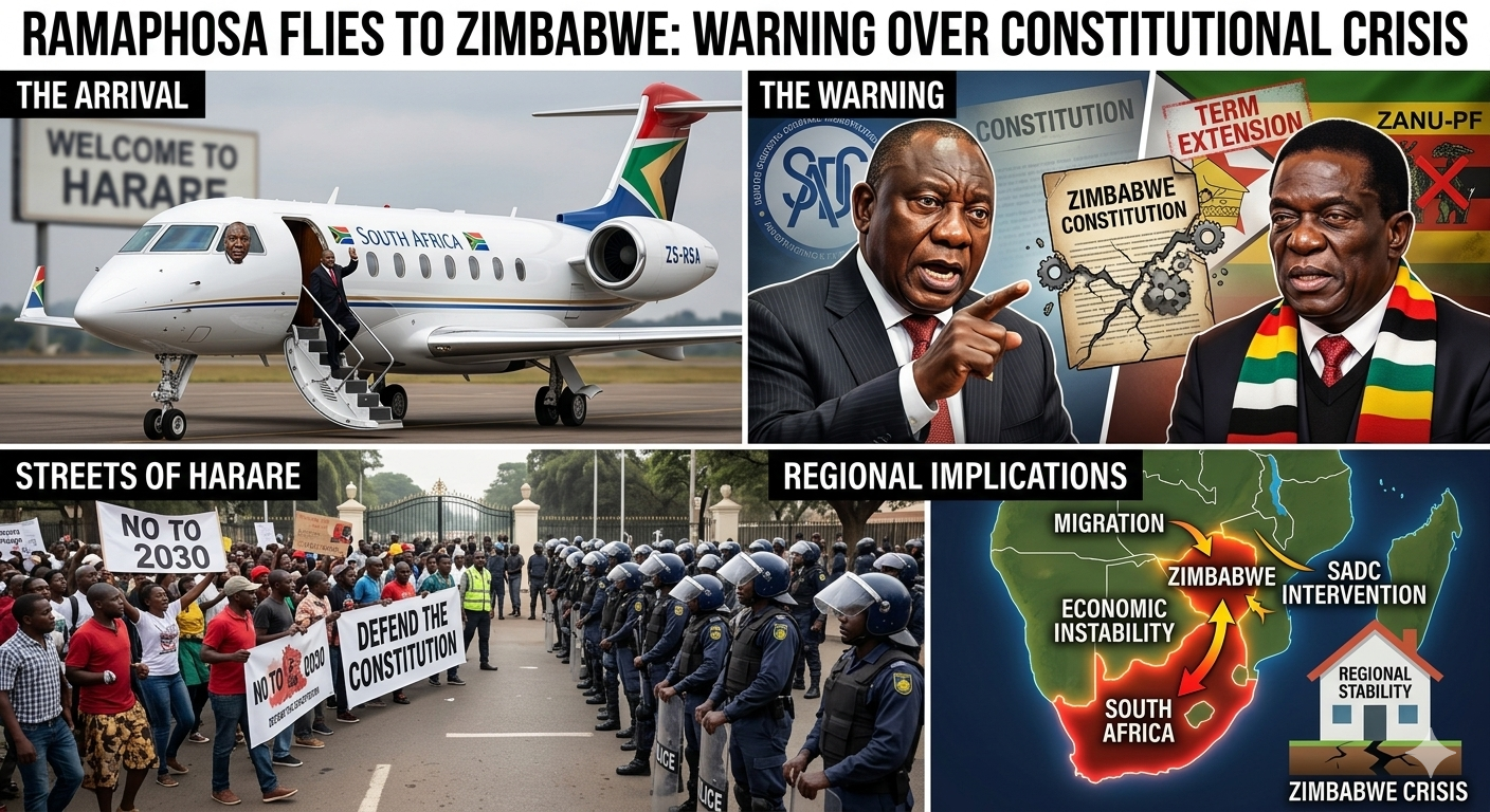 Ramaphosa Flies to Zimbabwe to Warn Mnangagwa Over Constitutional Crisis