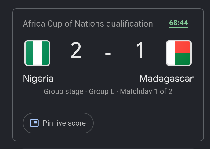 Nigeria vs Madagascar LIVE: Super Eagles Lead in AFCON 2027 AFCON Qualifier
